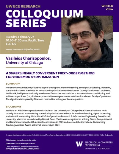 ECE Research Colloquium Lecture Series: Vasileios Charisopoulos, University of Chicago