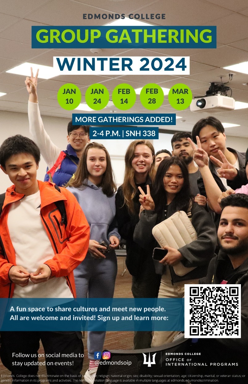 Group Gathering, Wednesday, January 24, 2024, 2 - 4pm - Calendar: Campus  Events | Edmonds College