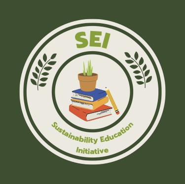 SEI logo - group name in circle around illustration of a potted plant on top of a stack of books