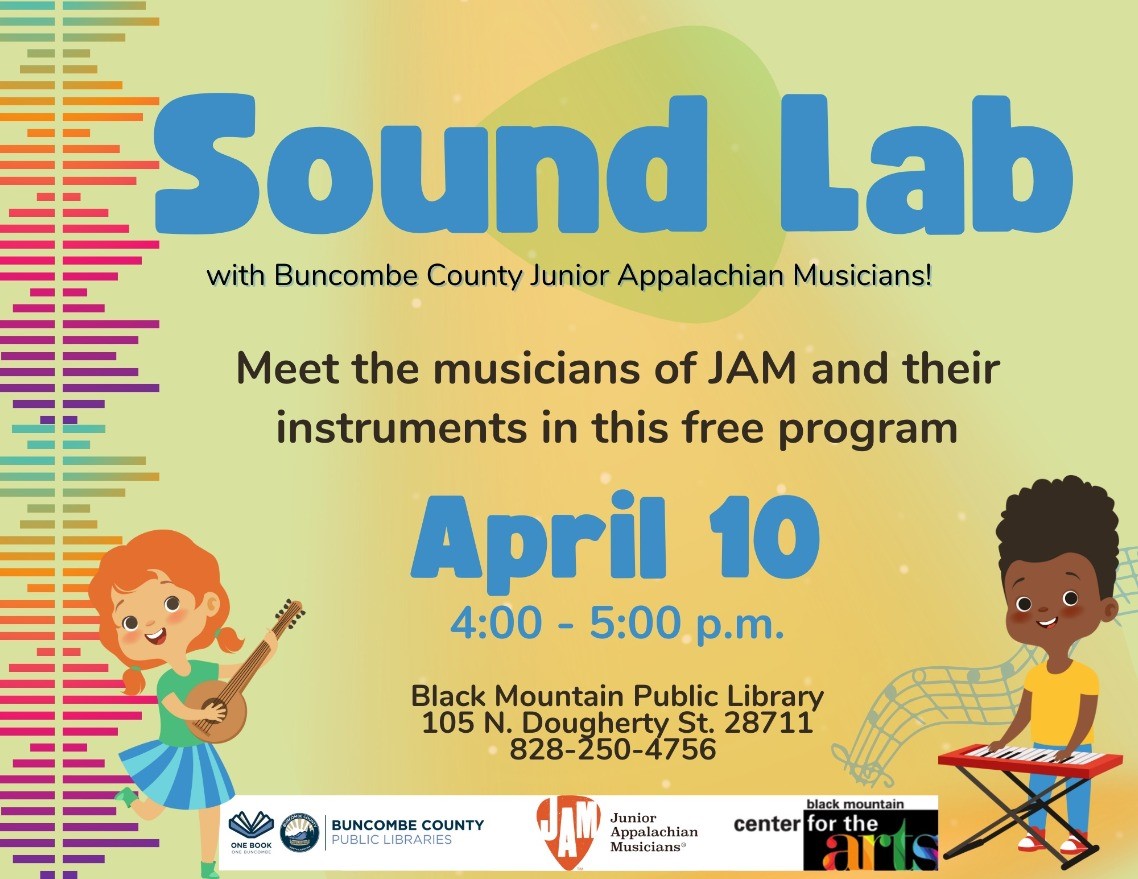 One Book, One Buncombe: Sound Lab with Junior Appalachian Musicians,  Wednesday, April 10, 2024, 4 - 5pm -