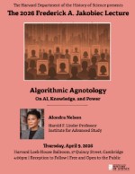 Poster of April 9 History of Science Dept. Annual Lecture