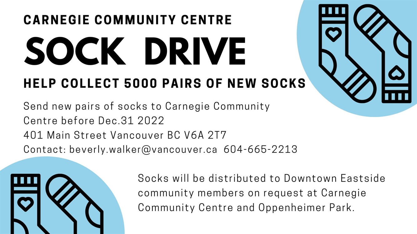 Carnegie Community Centre Sock Drive! Carnegie Community Centre Sock Drive!