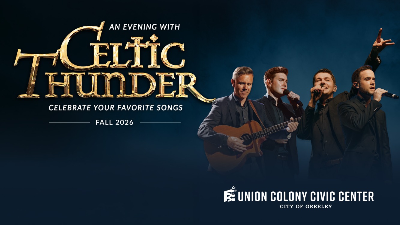 Four performers with text that says An Evening with Celtic Thunder 2026 Your Favorite Songs