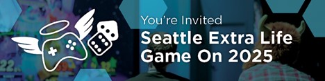 Banner that reads "You're invited: Seattle Extra Life Game On 2025"
