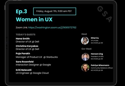 HCDE GSA event: Zoom Interactive Podcast Ep.3 - Women in UX