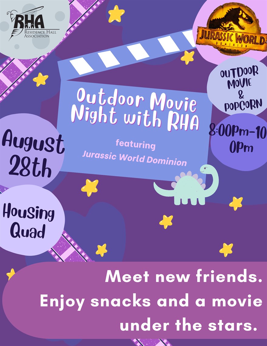 Outdoor Movie Night with RHA, Sunday, August 28, 2022, 8 10pm