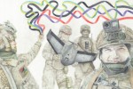 Davyd Chychkan. Ukrainian soldiers with ribbons