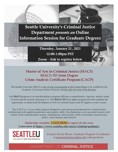 Seattle University's Criminal Justice Department Presents an Online Information Session for Graduate Degrees