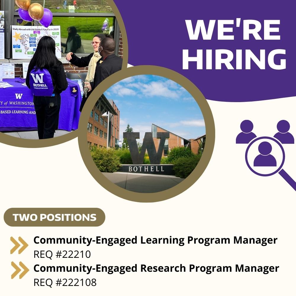 We're Hiring, Priority Deadline to Apply: Community-Engaged Learning/Research Program Managers
