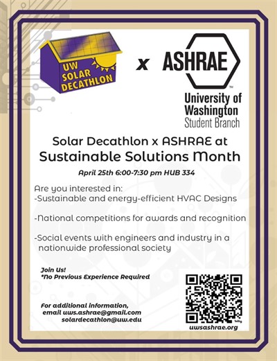 UW Solar Decathlon x ASHRAE Event: Sustainable Solutions Month