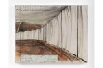 Drawing depicting design of white curtain running through hilly landscape.