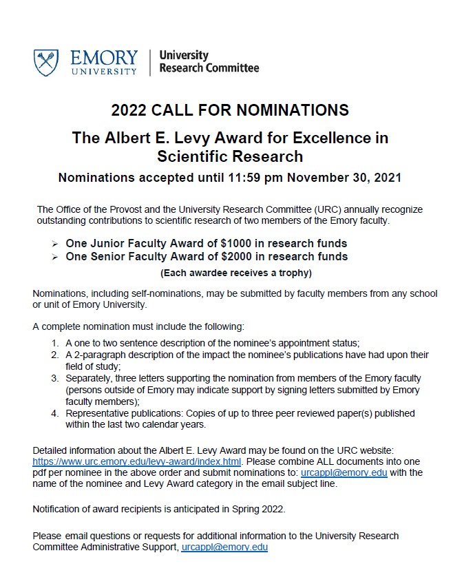 Emory Academic Calendar Spring 2022 Urc 2022 Call For Levy Award Nominations, Monday, October 25, 2021, 10Am -  Urc 2022 Call For Levy Award Nominations, Monday, October 25, 2021, 10Am  Edt - Calendar