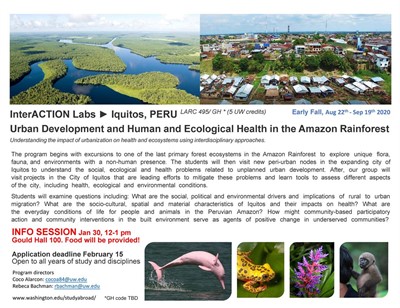 Exploration Seminar Info Session, Urban Development and Human + Eco Health in the Amazon