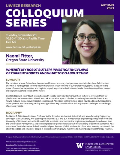 ECE Research Colloquium Lecture Series: Naomi Fitter, Oregon State University