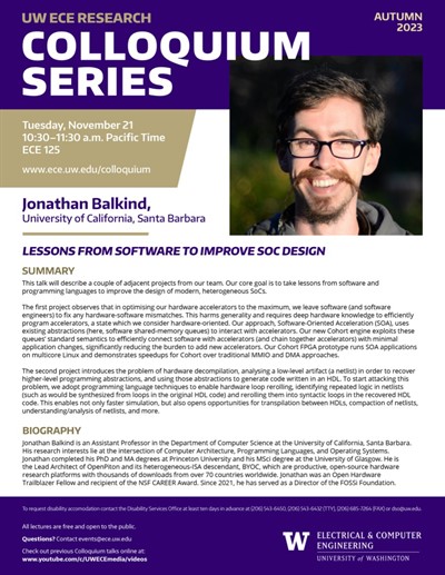 ECE Research Colloquium Lecture Series: Jonathan Balkind, University of California, Santa Barbara