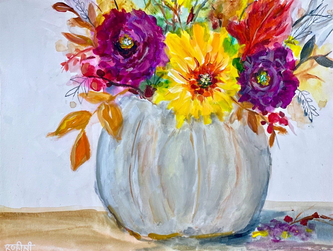 CANCELLED - Painting Autumn Floral Bouquet in Mixed Media (online)