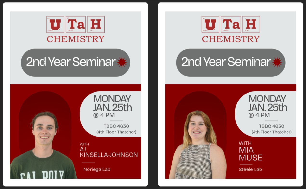 2nd Year Seminar flyer for AJ Kinsella-Johnson & Mia Muse