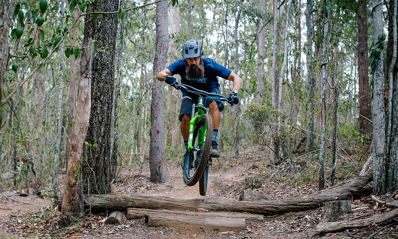Advanced drop off jump mountain bike skills