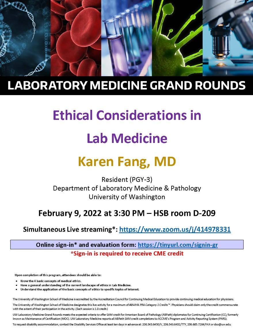 LabMed Grand Rounds: Karen Fang, MD - Ethical Considerations in Lab Medicine