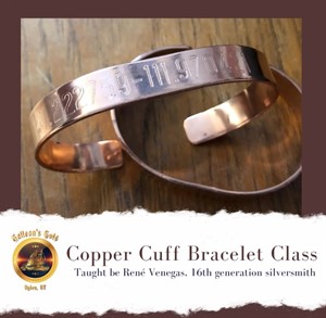 Copper Cuff Bracelet Class, Fri Jan 16 at 7pm (Taught by Rene in classroom A and B, $35)