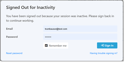 Signed out for inactivity notification