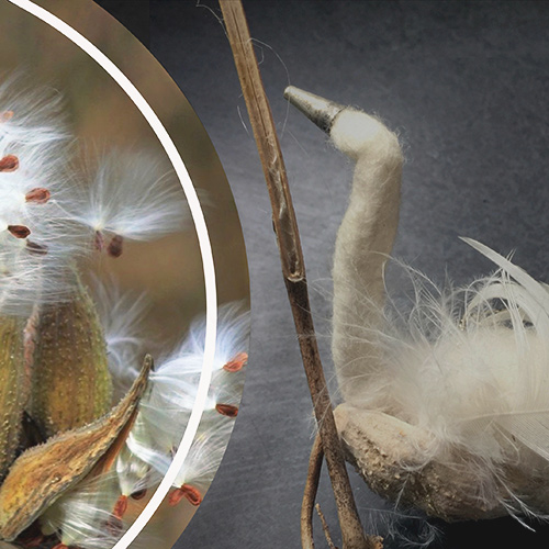 Natural Milkweed Floss Ornament