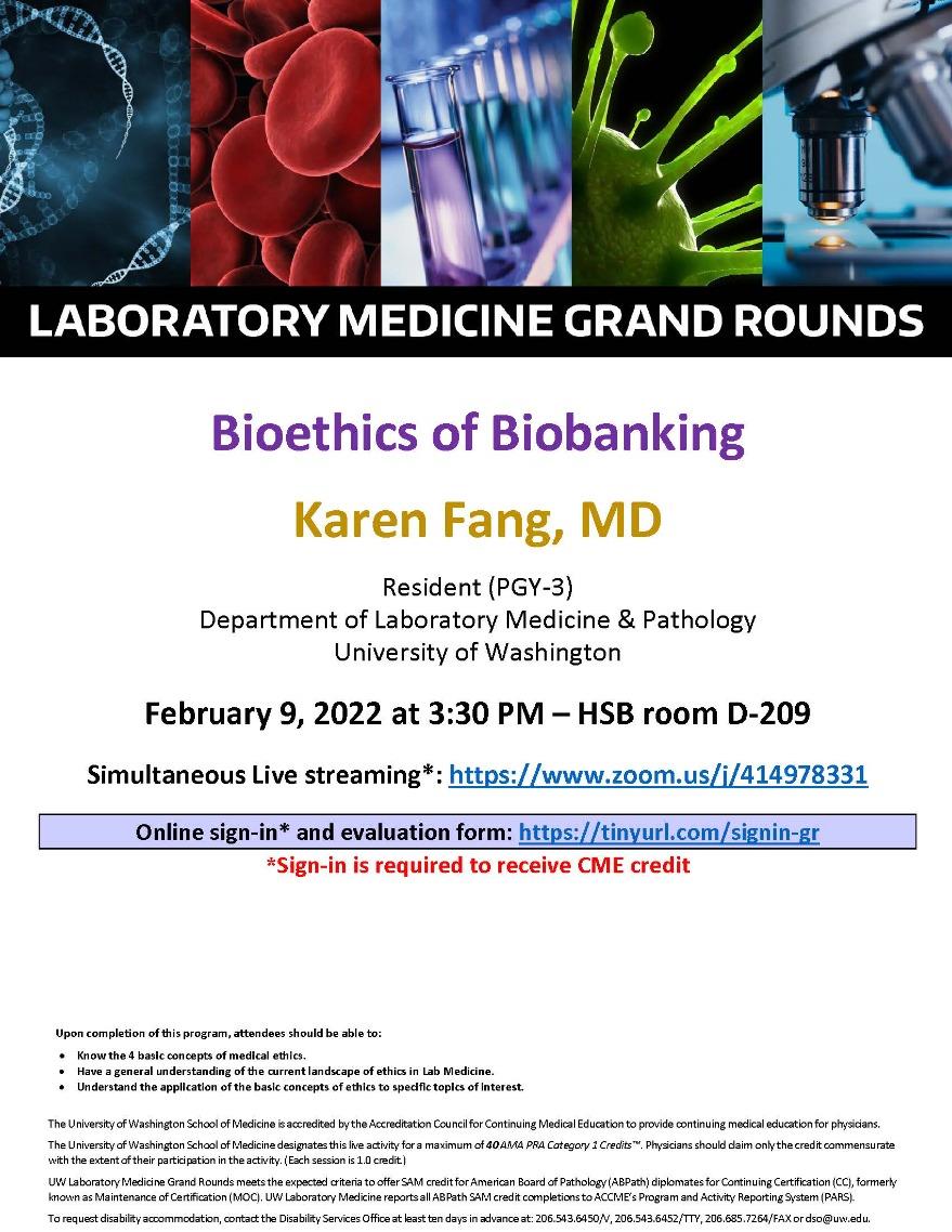 LabMed Grand Rounds: Karen Fang, MD - Bioethics of Biobanking