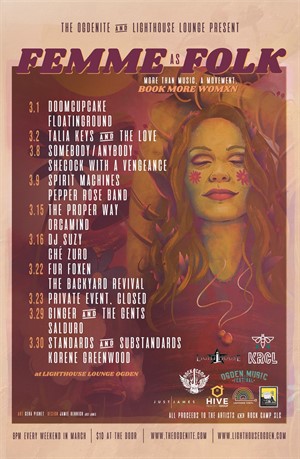 Femme As Folk: Book More Womxn Music Series, Sat, Mar 16, 2024, 8pm - 12am  - Full Calendar of Ogden Community Events | Ogden, UT