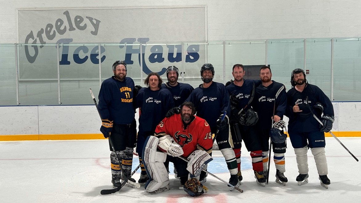 Hockey Team poses on the ice after the Ice Haus Classic tournament at the Greeley Ice Haus