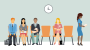 people sitting in chairs waiting to be called in for an interview