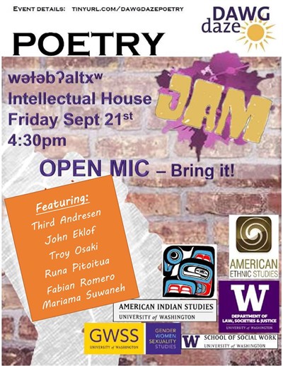 Social Justice Spoken Word/Poetry Open Mic! A UW Dawg Daze Event