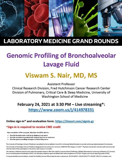 LabMed Grand Rounds: Viswam S. Nair, MD, MS - Genomic Profiling of Bronchoalveolar Lavage Fluid