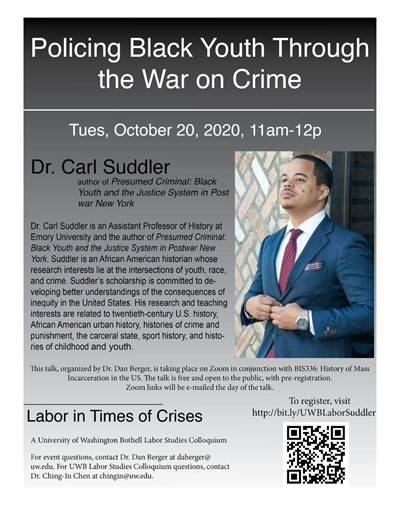 Dr. Carl Suddler on "Policing Black Youth Through the War on Crime"