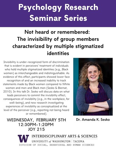Not Heard Or Remembered: Psychology Seminar Series - Amanda Sesko
