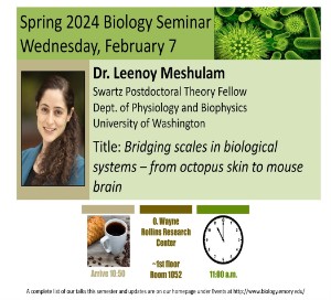 Biology Seminar Series: Leenoy Meshulam, Wed, Feb 7, 2024, 11am - 12pm -  Calendar