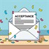 College acceptance letter surrounded by confetti