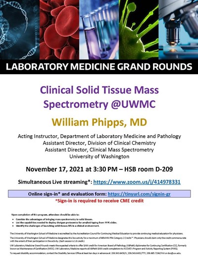 LabMed Grand Rounds: William Phipps, MD - Clinical Solid Tissue Mass Spectrometry @UWMC