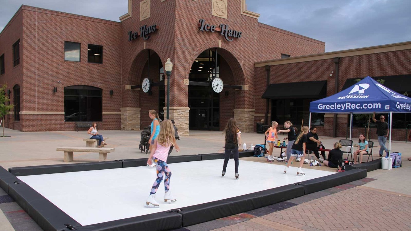 Skaters try out the synthetic ice at the Ice Haus