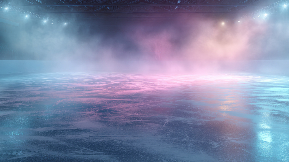 Colors shine on the ice skatin rink