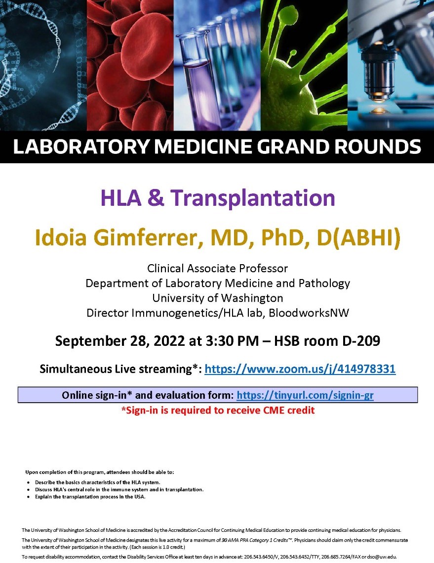 LabMed Grand Rounds: Idoia Gimferrer, MD, PhD, D(ABHI) - HLA & Transplantation