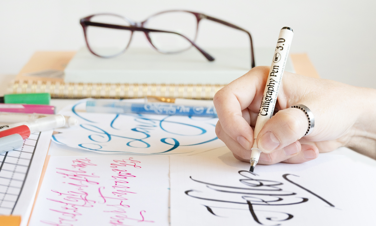Calligraphy meet-up practice session