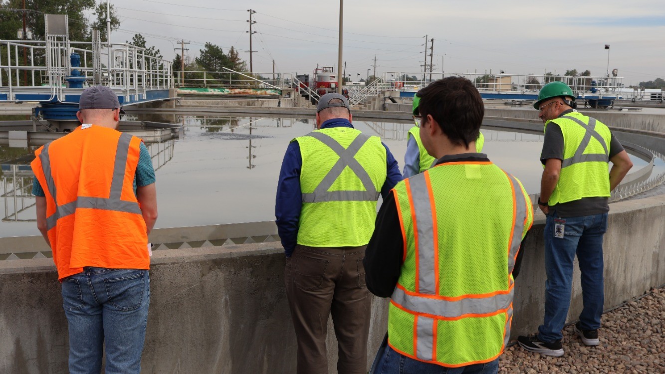 People view infrastructure at the wastewater treatment plant.