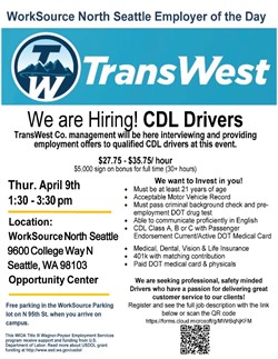 WorkSource North Seattle Employer of the Day- TransWest