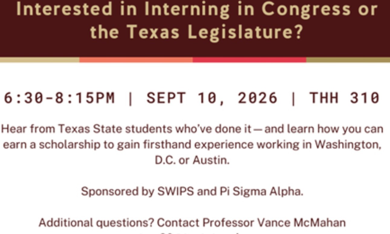 Texas legislature internship information panel