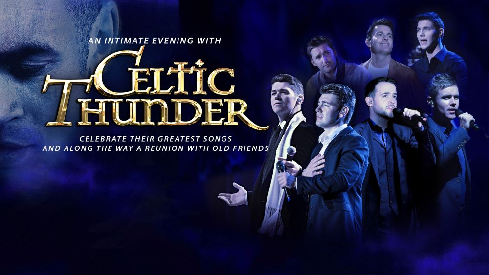 graphic of 7 people singing and text that says Celtic Thunder