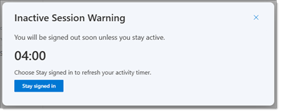 Inactive Session Warning