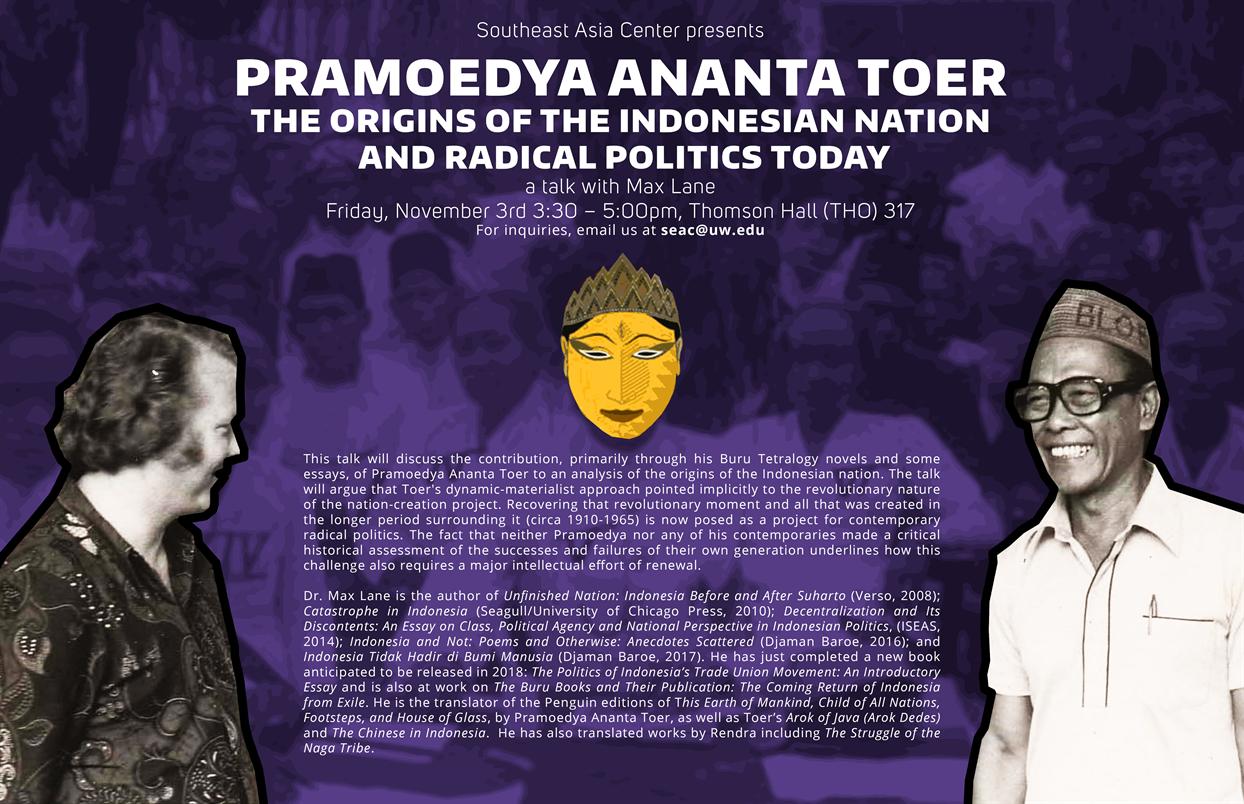 Pramoedya Ananta Toer, the Origins of the Indonesian Nation and Radical Politics Today.