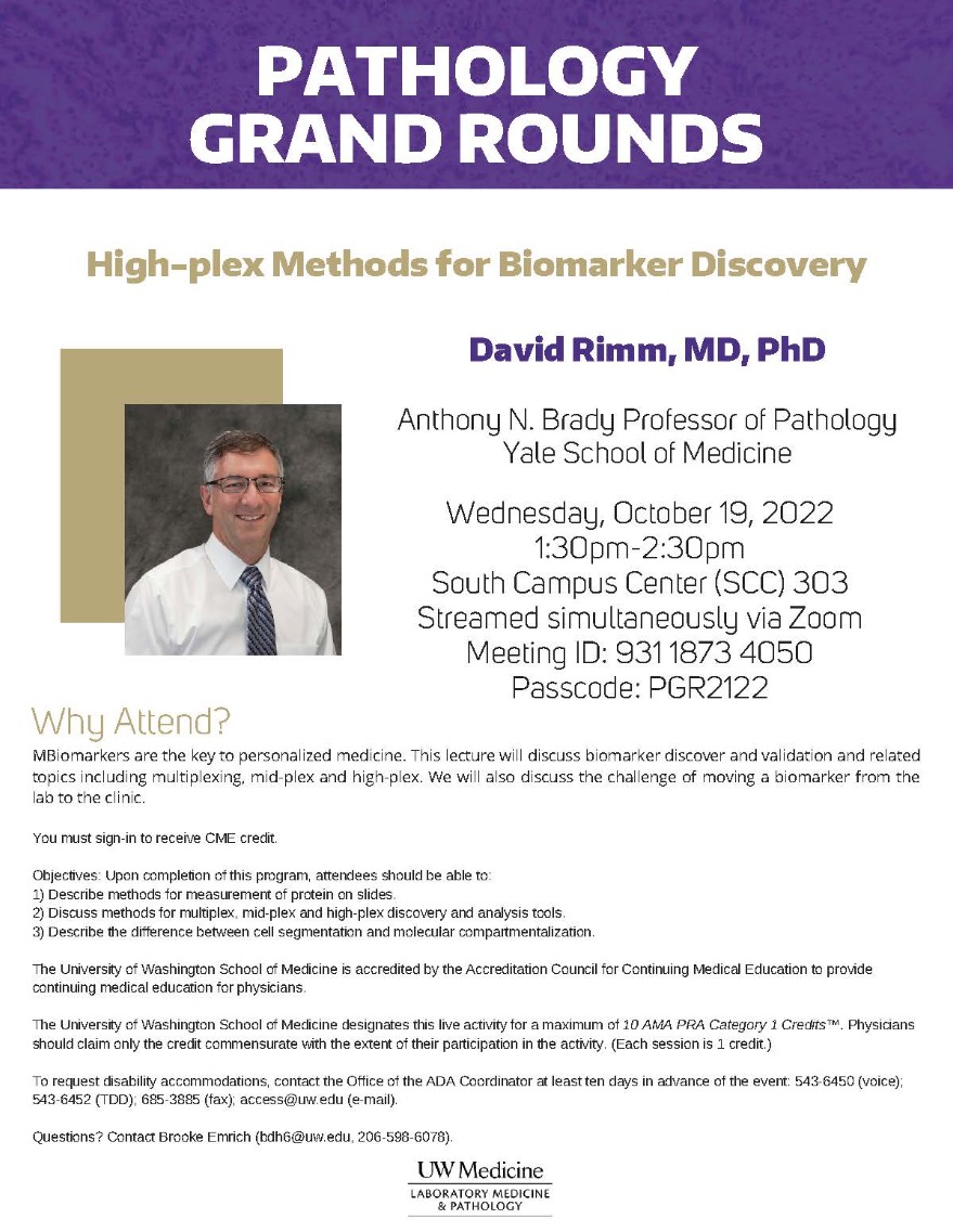 Pathology Grand Rounds: David Rimm, MD, PhD - High-plex Methods for Biomarker Discovery