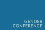 Blue background with the words “Gender Conference” in large light-colored text at the bottom right.