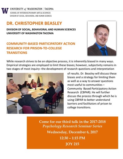 Psychology Research Seminar Series - Dr. Chris Beasley